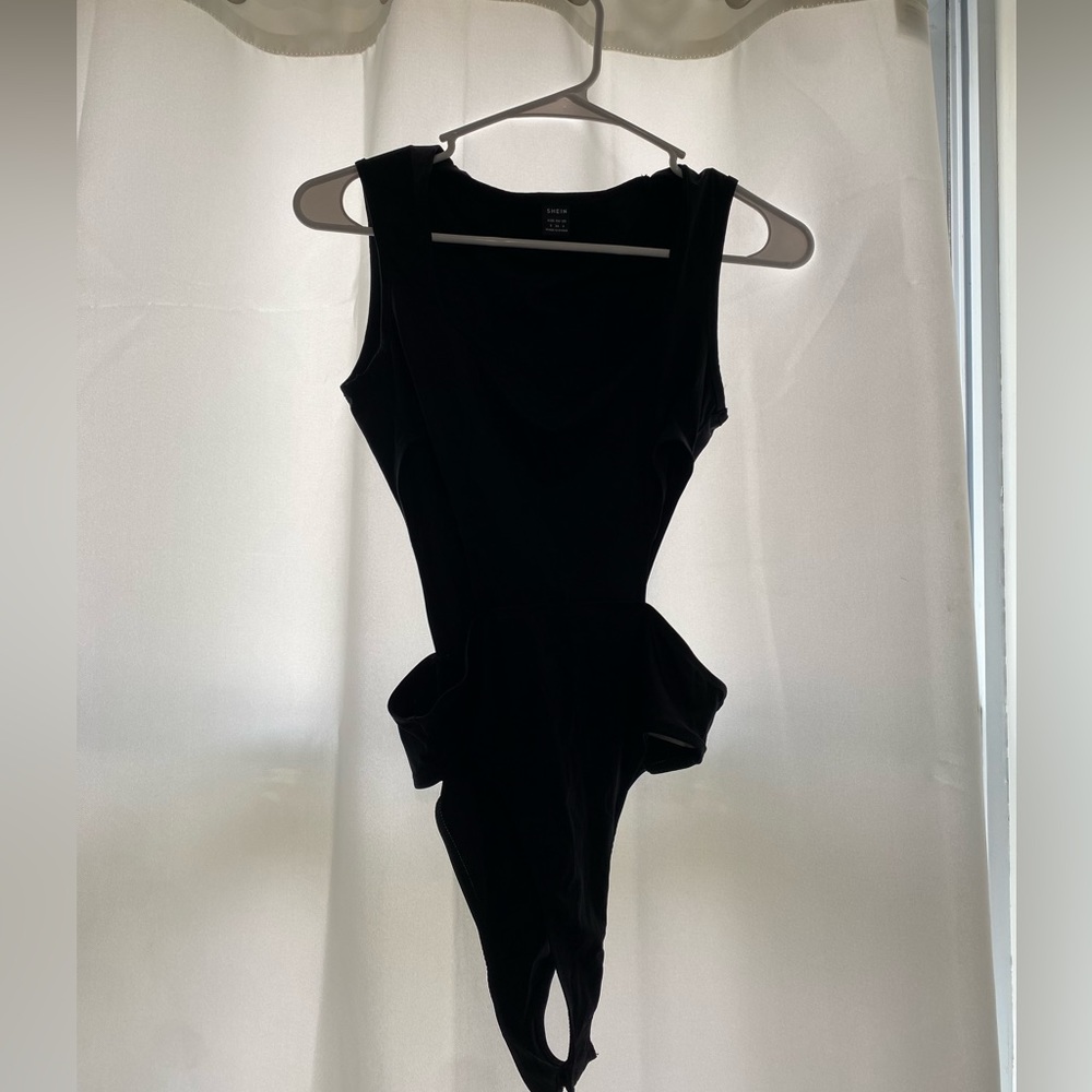Black Body Suit with Side Cut Outs